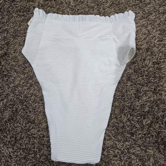 Aerie Ribbed Ruffle White High Cut Cheeky Bikini Bottom Size XS - Picture 3 of 4